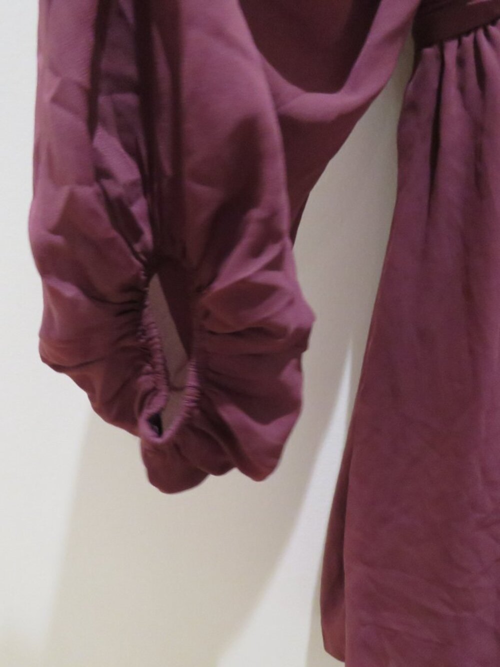 ABERCROMBIE & FITCH Emerson Chiffon Puff Sleeve Mini Dress in Mauve Large Petite - Picture 5 of 11